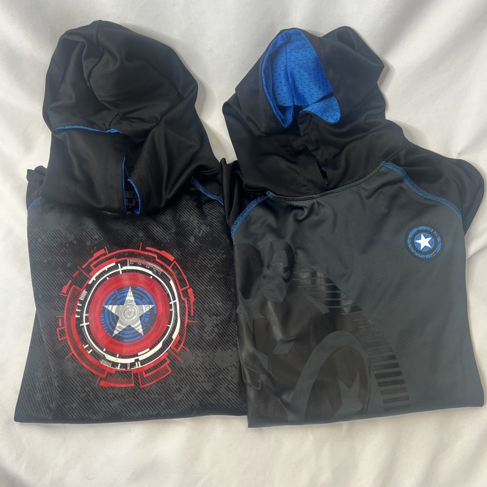 Set Of 2 Marvel Hero Elite Series Youth 7x Long Sleeve Hooded Shirts Avengers